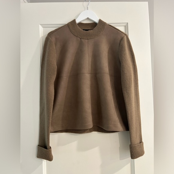 Ann Taylor Faux Suede Mixed Media Sweater Size M - Picture 3 of 6